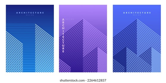 Abstract geometric company brochure. Architectural construction. Corporate identity flyer. Vector set business presentation.