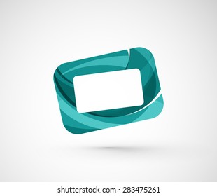 Resumen del marco del logotipo de la empresa geométrica, pantalla. Ilustración vectorial del concepto de forma universal hecho de varios elementos superpuestos de ondas