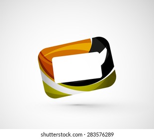 Resumen del marco del logotipo de la empresa geométrica, pantalla. Ilustración vectorial del concepto de forma universal hecho de varios elementos superpuestos de ondas