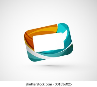 Resumen del marco del logotipo de la empresa geométrica, pantalla. Ilustración vectorial del concepto de forma universal hecho de varios elementos superpuestos de ondas