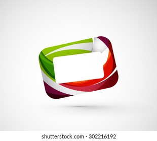 Abstract geometric company logo frame, screen. Vector illustration of universal shape concept made of various wave overlapping elements