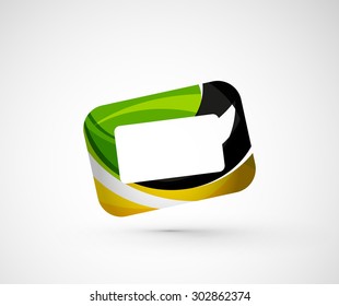 Abstrakter geometrischer Firmenlogo Rahmen, Bildschirm. Vektorgrafik eines universellen Formkonzepts aus verschiedenen Elementen mit Wellenüberlagerung