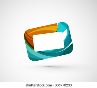 Resumen del marco del logotipo de la empresa geométrica, pantalla. Ilustración vectorial del concepto de forma universal hecho de varios elementos superpuestos de ondas