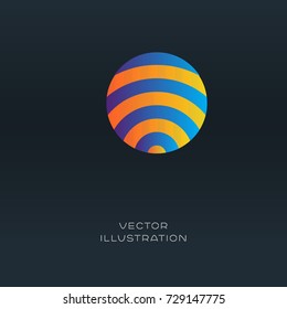 Abstract geometric company logo icon with circle. Vector gradient design