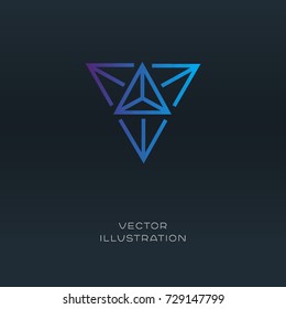 Abstract geometric company logo icon with triangle. Vector gradient design