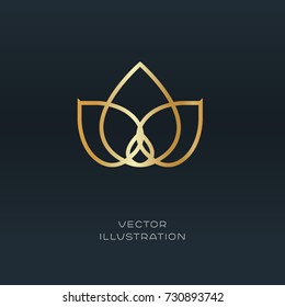 Abstract geometric company logo icon. Vector golden art deco gradient design