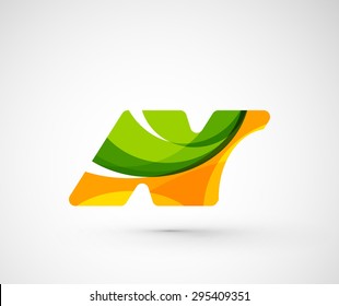 Abstract geometric company logo N letter. Vector illustration of universal shape concept made of various wave overlapping elements
