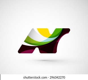Abstract geometric company logo N letter. Vector illustration of universal shape concept made of various wave overlapping elements