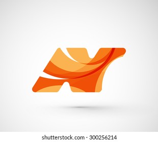 Abstract geometric company logo N letter. Vector illustration of universal shape concept made of various wave overlapping elements