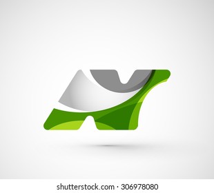 Abstract geometric company logo N letter. Vector illustration of universal shape concept made of various wave overlapping elements