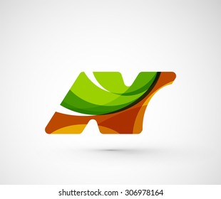 Abstract geometric company logo N letter. Vector illustration of universal shape concept made of various wave overlapping elements
