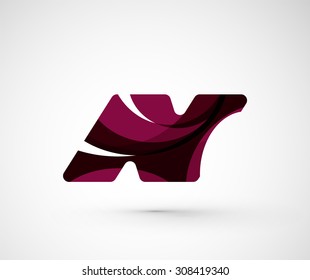 Abstract geometric company logo N letter. Vector illustration of universal shape concept made of various wave overlapping elements