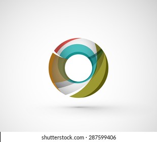 Abstract geometric company logo ring, circle. Vector illustration of universal shape concept made of various wave overlapping elements
