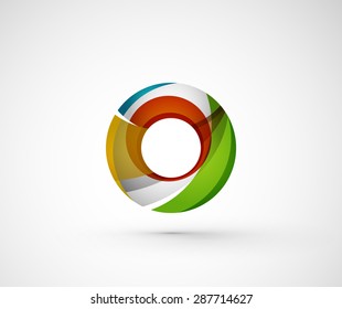 Resumen del anillo del logo de la compañía geométrica, círculo. Ilustración vectorial del concepto de forma universal hecho de varios elementos superpuestos de ondas