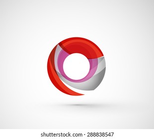 Resumen del anillo del logo de la compañía geométrica, círculo. Ilustración vectorial del concepto de forma universal hecho de varios elementos superpuestos de ondas