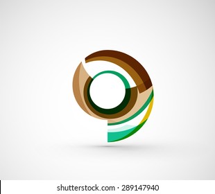 Abstract geometric company logo ring, circle. Vector illustration of universal shape concept made of various wave overlapping elements