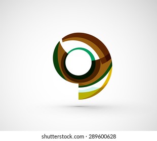 Abstract geometric company logo ring, circle. Vector illustration of universal shape concept made of various wave overlapping elements