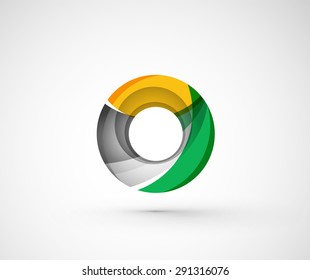 Abstract geometric company logo ring, circle. Vector illustration of universal shape concept made of various wave overlapping elements