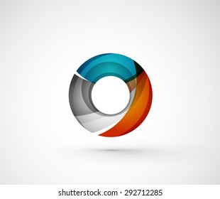 Resumen del anillo del logo de la compañía geométrica, círculo. Ilustración vectorial del concepto de forma universal hecho de varios elementos superpuestos de ondas