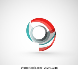 Resumen del anillo del logo de la compañía geométrica, círculo. Ilustración vectorial del concepto de forma universal hecho de varios elementos superpuestos de ondas