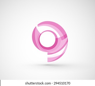 Resumen del anillo del logo de la compañía geométrica, círculo. Ilustración vectorial del concepto de forma universal hecho de varios elementos superpuestos de ondas