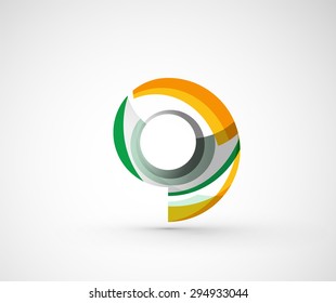 Abstract geometric company logo ring, circle. Vector illustration of universal shape concept made of various wave overlapping elements