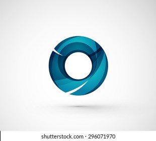 Abstract geometric company logo ring, circle. Vector illustration of universal shape concept made of various wave overlapping elements