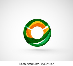 Resumen del anillo del logo de la compañía geométrica, círculo. Ilustración vectorial del concepto de forma universal hecho de varios elementos superpuestos de ondas