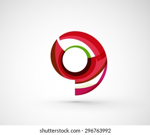 Abstract geometric company logo ring, circle. Vector illustration of universal shape concept made of various wave overlapping elements