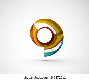 Abstract geometric company logo ring, circle. Vector illustration of universal shape concept made of various wave overlapping elements