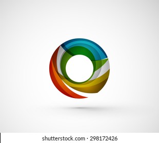 Abstract geometric company logo ring, circle. Vector illustration of universal shape concept made of various wave overlapping elements