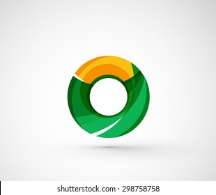 Resumen del anillo del logo de la compañía geométrica, círculo. Ilustración vectorial del concepto de forma universal hecho de varios elementos superpuestos de ondas