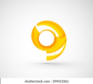 Abstract geometric company logo ring, circle. Vector illustration of universal shape concept made of various wave overlapping elements
