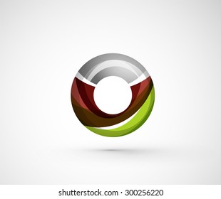 Abstract geometric company logo ring, circle. Vector illustration of universal shape concept made of various wave overlapping elements