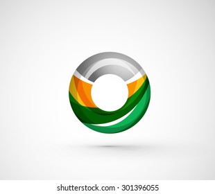 Abstract geometric company logo ring, circle. Vector illustration of universal shape concept made of various wave overlapping elements