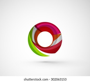 Resumen del anillo del logo de la compañía geométrica, círculo. Ilustración vectorial del concepto de forma universal hecho de varios elementos superpuestos de ondas