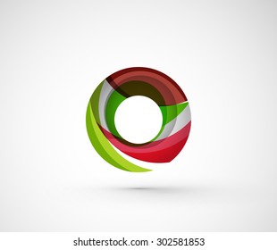 Abstract geometric company logo ring, circle. Vector illustration of universal shape concept made of various wave overlapping elements