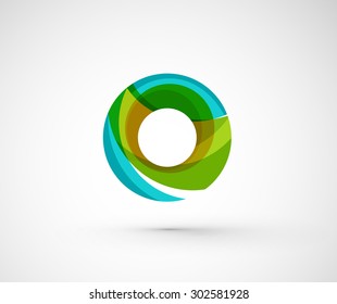 Abstract geometric company logo ring, circle. Vector illustration of universal shape concept made of various wave overlapping elements
