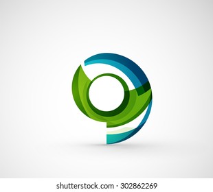 Abstrakter geometrischer Firmenlogo Ring, Kreis. Vektorgrafik eines universellen Formkonzepts aus verschiedenen Elementen mit Wellenüberlagerung