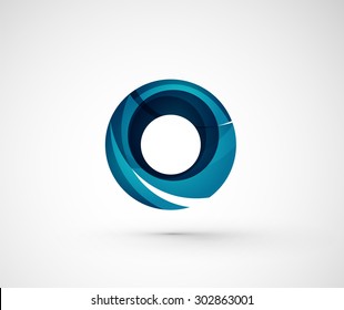 Resumen del anillo del logo de la compañía geométrica, círculo. Ilustración vectorial del concepto de forma universal hecho de varios elementos superpuestos de ondas