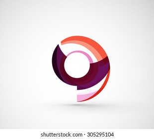 Resumen del anillo del logo de la compañía geométrica, círculo. Ilustración vectorial del concepto de forma universal hecho de varios elementos superpuestos de ondas