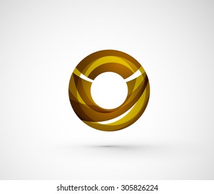 Resumen del anillo del logo de la compañía geométrica, círculo. Ilustración vectorial del concepto de forma universal hecho de varios elementos superpuestos de ondas