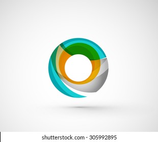 Abstract geometric company logo ring, circle. Vector illustration of universal shape concept made of various wave overlapping elements