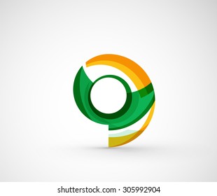 Resumen del anillo del logo de la compañía geométrica, círculo. Ilustración vectorial del concepto de forma universal hecho de varios elementos superpuestos de ondas