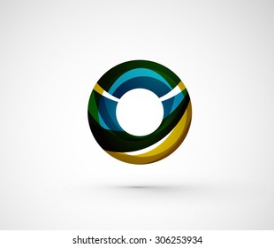 Abstract geometric company logo ring, circle. Vector illustration of universal shape concept made of various wave overlapping elements