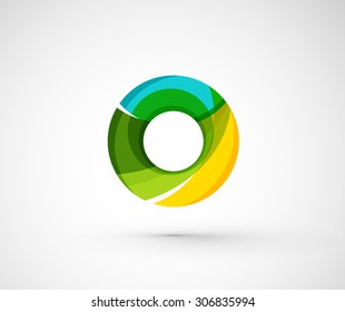 Abstract geometric company logo ring, circle. Vector illustration of universal shape concept made of various wave overlapping elements