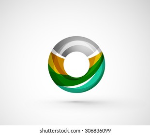 Abstract geometric company logo ring, circle. Vector illustration of universal shape concept made of various wave overlapping elements