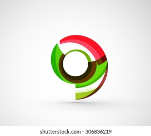 Resumen del anillo del logo de la compañía geométrica, círculo. Ilustración vectorial del concepto de forma universal hecho de varios elementos superpuestos de ondas