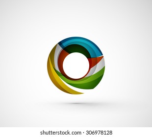 Abstract geometric company logo ring, circle. Vector illustration of universal shape concept made of various wave overlapping elements