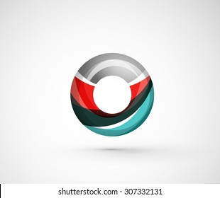 Abstrakter geometrischer Firmenlogo Ring, Kreis. Vektorgrafik eines universellen Formkonzepts aus verschiedenen Elementen mit Wellenüberlagerung
